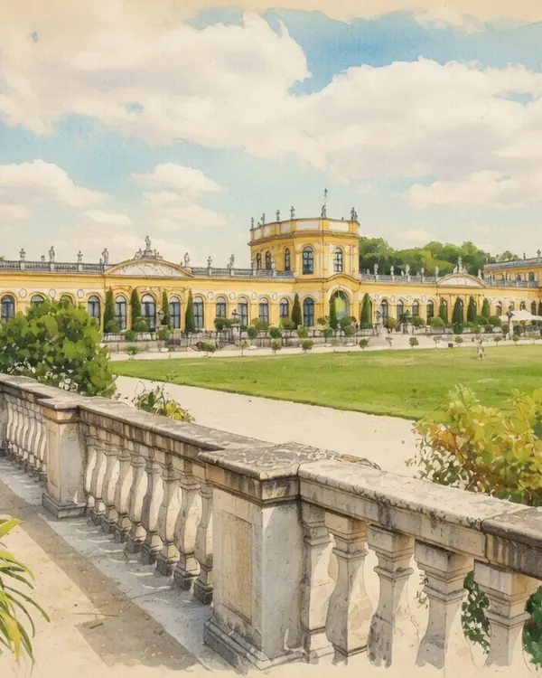 Aquarell-Illustration Orangerie Kassel — Hochzeitslocation